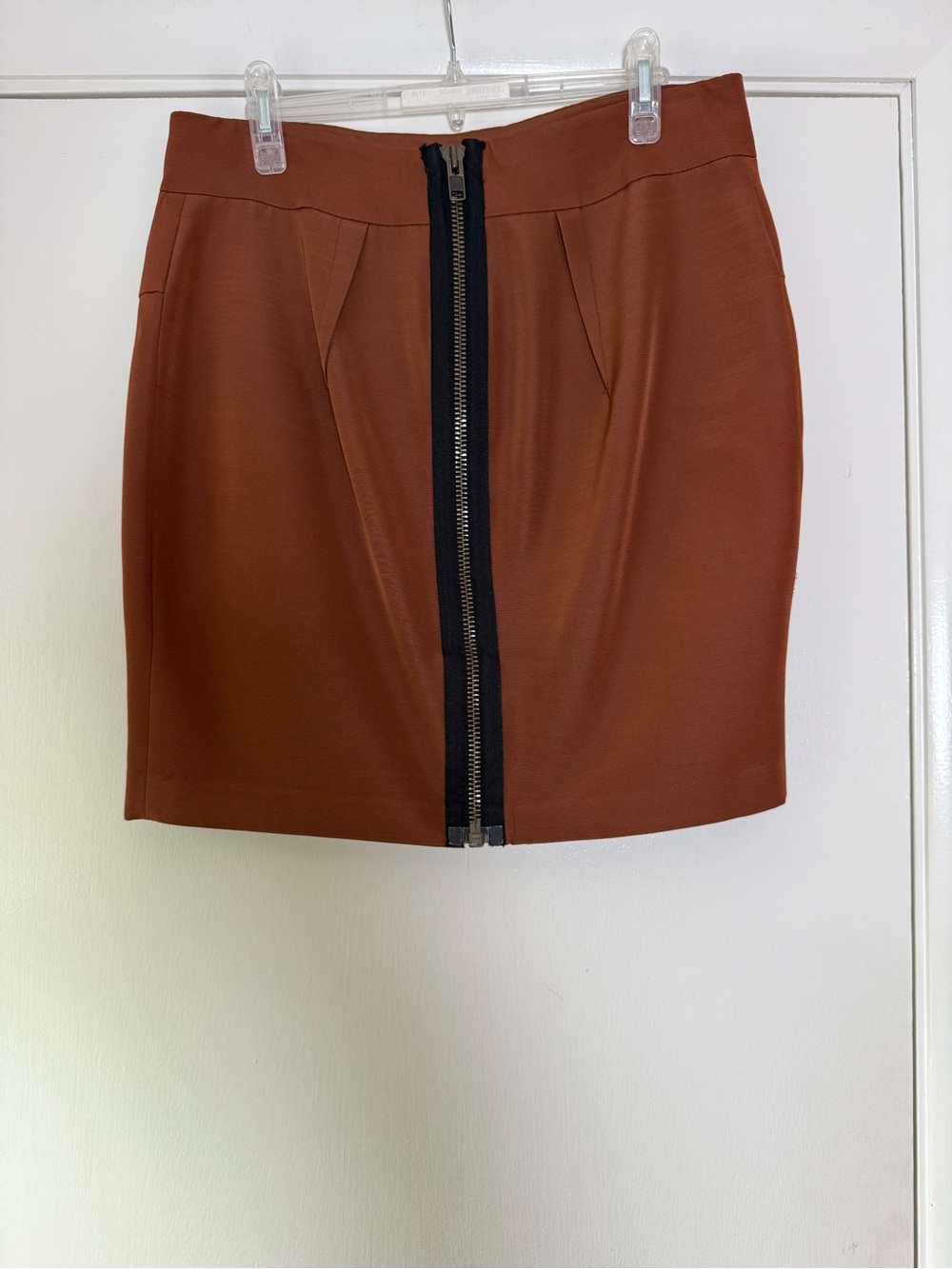 Daniela Corte Boston Zip Up Skirt Mahogany Cognac Chic Polished Quiet Luxury